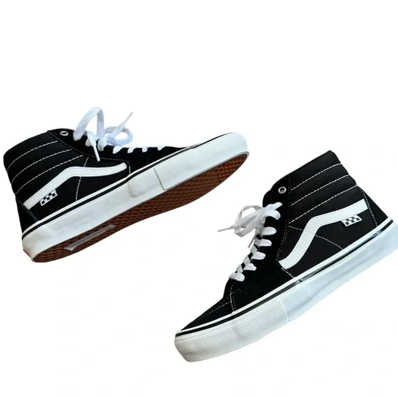 NIB Vans Skate SK8 Hi Black/Ture White US Mens 10 Extra Laces - Picture 3 of 6